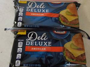 lot 367 image: 2 Kraft Deli Deluxe Refrigerated American Cheese Slices- 48 total