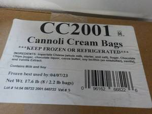 lot 371 image: b 8 - 2.2 lb. Frozen Cannoli Cream Bags Best By 04072023