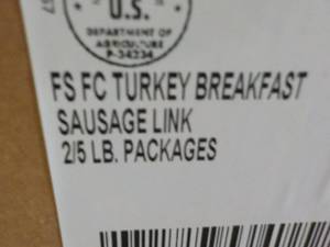 lot 384 image: H 10 lb. Box Frozen Turkey Breakfast Sausage Links