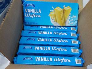 lot 501 image: 12 x 8 oz Pkgs Pampa Vanilla Wagers best date 11282023