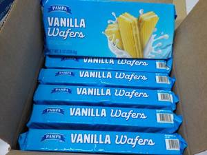 lot 505 image: 12 x 8 oz Pkgs Pampa Vanilla Wagers best date 11282023