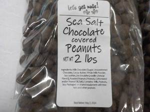 lot 519 image: 2 x 2 lb. Bags Sea Salt Chocolate Covered Peanuts Best By 05022024