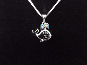 lot 3 image: NEW .925 Sterling Silver Multi Color Crystal Whale Pendant Necklace