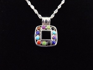 lot 8 image: .925 Sterling Silver Multi Stone Pendant Necklace