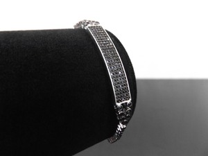 lot 16 image: NEW .925 Sterling Silver Black Crystal Bolo Bracelet