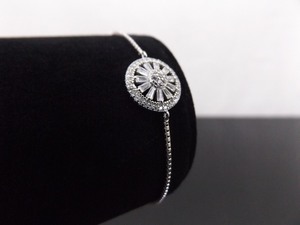 lot 18 image: NEW .925 Sterling Silver Zirconia Crystal Wheel Bolo Bracelet