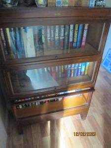 Vintage Wood Globe Wernicke 3-tier Lawyers Cabinet with glass front doors. measures approximately 3313.551