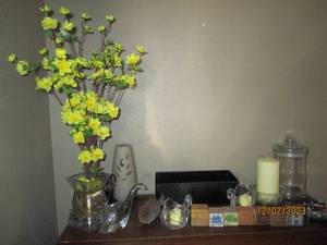 Vintage Wood toy blocks, Swan candleholders and other decor