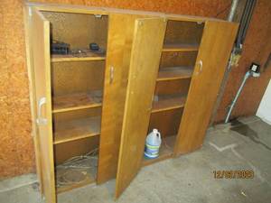 Vintage Wood 4-door storage cabinet with adjustable shelves. measures approximately 6612.554