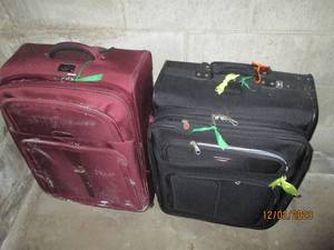 Pair of Large Delsey and Travelpro rolling luggage