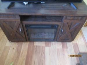 Wood Farmhouse style multimedia cabinet and fireplace insert approximately 4715.527