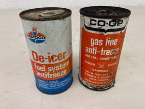 Amoco & Co-Op Metal Cans Gas Line Antifreeze - Full