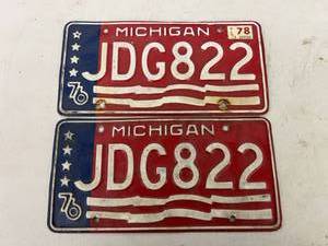 Matched Set of 1976 Michigan License Plates