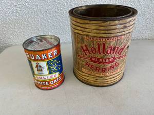 Quaker White Oats & Holland Herring Tins