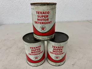 Texaco Super Motor Detergent Oil Cans