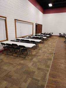 lot 23 image: Rectangle Banquet Event Folding Table and Chairs