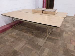 lot 25 image: Ten Heavy Older Wooden Folding Tables