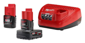 lot 10 image: MILWAUKEE M12 12-Volt Lithium-Ion 4.0 Ah and 2.0 Ah Battery Packs and Charger Starter Kit