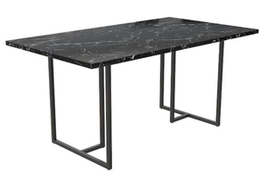 lot 26 image: ASTOR 64 in. Rectangle Black Faux Marble Top 4-Seating Dining Table With Black Legs