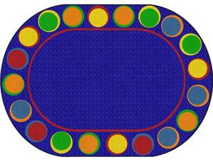 lot 16 image: FLAGSHIP CARPETS Sitting Spots Seating Oval Area Rug for Childrens Classroom or Kids Playroom, and Home Learning Carpet, Seats 20, 6 x 84, Blue