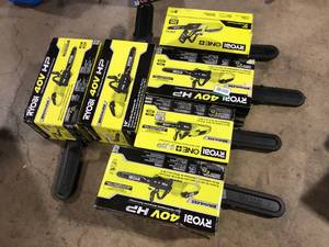 Lot of Assorted Ryobi Chainsaws  Various Sizes and Conditions Customer Returns See Pictures