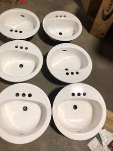 Lot of Bootz Industries Laurel Round Drop-In Bathroom Sink in White Customer Returns See Pictures
