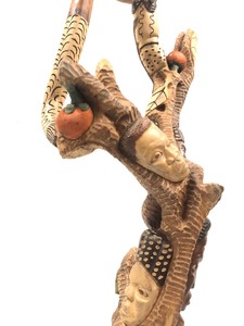 lot 25 image: Wonderful Large Carved African Tree Sculpture wFaces