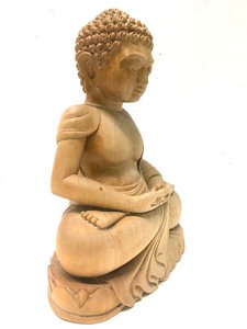 lot 31 image: Very Nicely Hand Carved Vintage Seated Buddha Figure