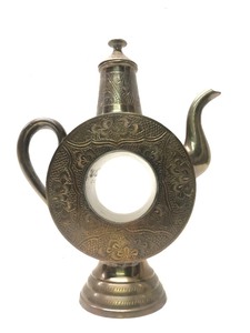 lot 39 image: Ornate Etched Brass Ring Tea or Coffee Pot