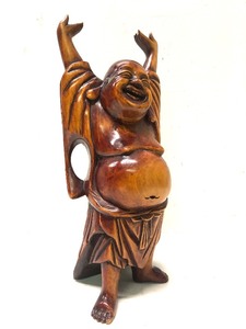 lot 45 image: Nicely Carved Vintage Happy Smiling Standing Buddha Figure