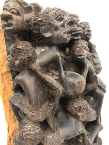 lot 70 image: Deep Relief Carved African Makonde Tree of Life Sculpture #1