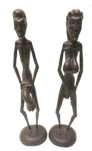 lot 111 image: Pair of Vintage Carved Wood Erotic Figures