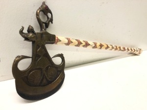 lot 120 image: Antique Persian or Afghan Saddle Axe  Tabarzin