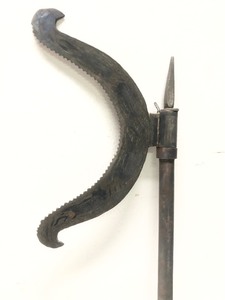 lot 121 image: Antique Indo Persian Tabar Axe wCrescent Head