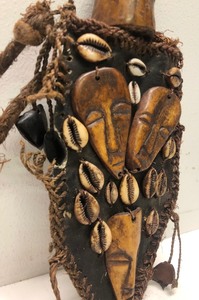 lot 135 image: Old Lega Tribe Carved Bone Handle Prestige Knife wSheath