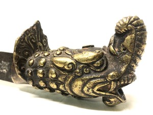 lot 145 image: Antique Chinese or Tibetan Bronze Dragon Handle Ceremonial Dagger