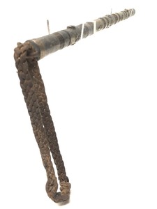 lot 153 image: Interesting Antique Wooden Wand wSolid Silver Adornments