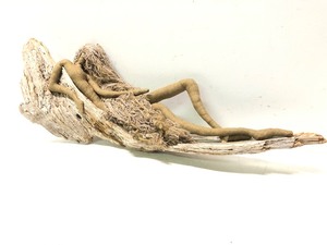 lot 159 image: Vintage Folk Art Driftwood Sculpture wCloth Body Female Figure