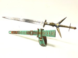 lot 163 image: Excellent Vintage Moroccan or North African Straight Blade Nimcha Sword