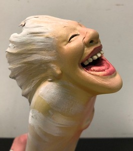lot 175 image: Fantastic Signed Art Pottery 2-Faced Figural Sculpture - The Highs & Lows