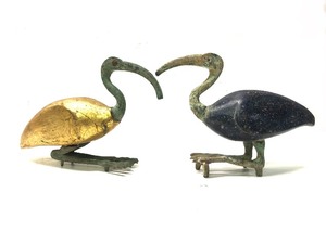 lot 53 image: Early Stone & Wood Egyptian Bird Statues