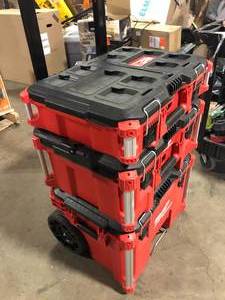 lot 2 image: Milwaukee PACKOUT 22 in. Rolling Modular Tool Box   Customer Returns  See Pictures
