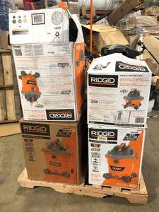 lot 1 image: Pallet of Ridgid WetDry Shop Vacs Various Models and Conditions  Customer Returns  See Pictures