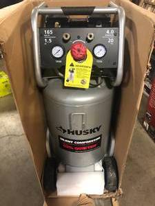 lot 16 image: Husky 20 Gal. Vertical Electric-Powered Silent Air Compressor Customer Returns  See Pictures