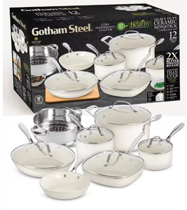 lot 210 image: Gotham Steel Ultra Performance Nonstick Cokware Set in Cream