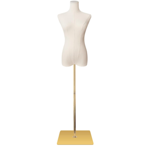 lot 130 image: SHAREWIN Female Mannequin With Gold Metal Stand Adjustable Height 50-70
