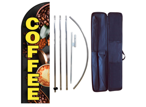 lot 255 image: Coffee Advertising Flags for Cafe Business 144L x 25.6W