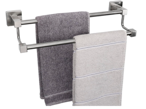 lot 257 image: TocTen 16 Brushed Nickel Double Bath Towel Bar  16.54L x 5.32W x 2.96H