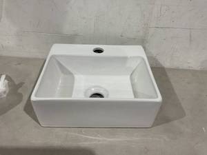 lot 327 image: Small Wall Mount Corner Bathroom Vessel Sink