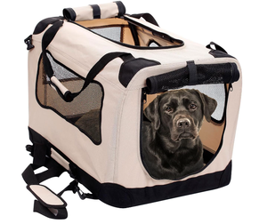 lot 275 image: Leasure Foldable Dog Crate XXLarge, Biscuit Beige